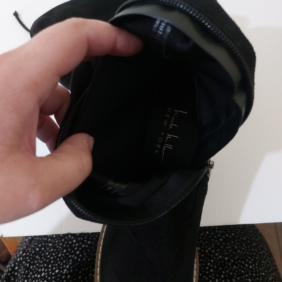 Nicole Miller Bass Black Vegan Leather Grunge Over The Knee Chunky Heeled Boot - Picture 12 of 13